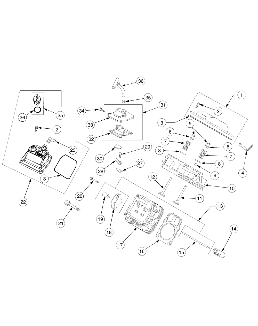 Cylinder Head, Valves And Breather Mfg Date K016 And After Diagram and Parts List for GT2550 K015-K018-14A2E7P710 Cub Cadet Lawn Tractor